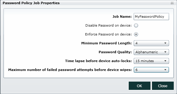 Password Policy job in SureMDM