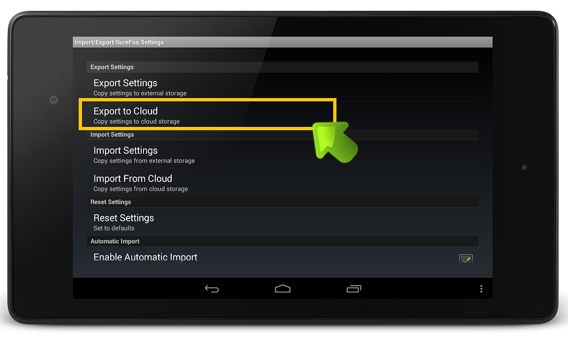 surefox_export_to_cloud_screenshot surefox_export_to_cloud_screenshot