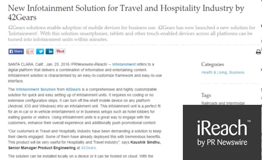New Infotainment Solution for Travel and Hospitality Industry by 42Gears New Infotainment Solution for Travel and Hospitality Industry by 42Gears