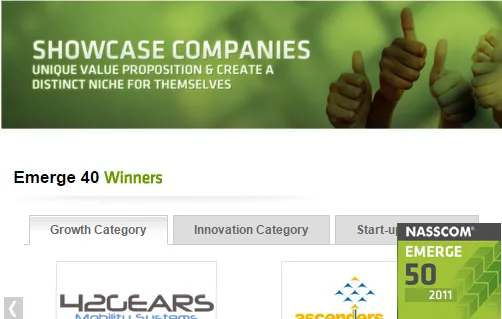 42Gears listed as NASSCOMM Emerge 50 winners in 2011 42Gears listed as NASSCOMM Emerge 50 winners in 2011