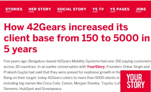42Gears covered by YourStory (June 04, 2015) 42Gears covered by YourStory (June 04, 2015)