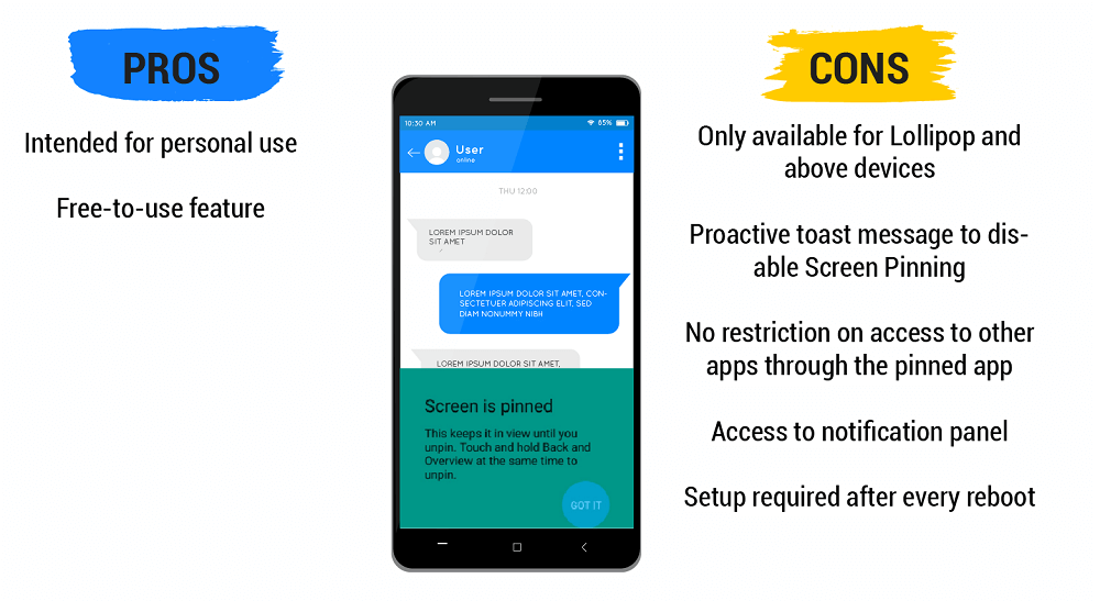android screen pinning pro vs cons