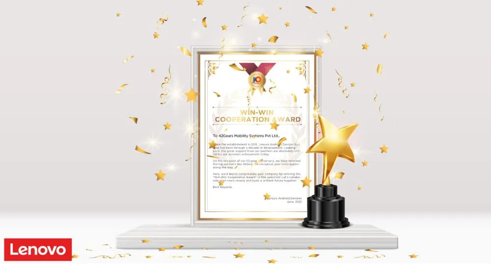 Lenovo Recognizes 42Gears with the Win-Win Cooperation Award