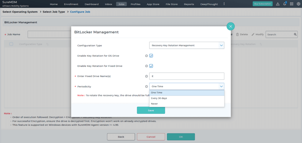 Configuring SureMDM Recovery Key Rotation Management