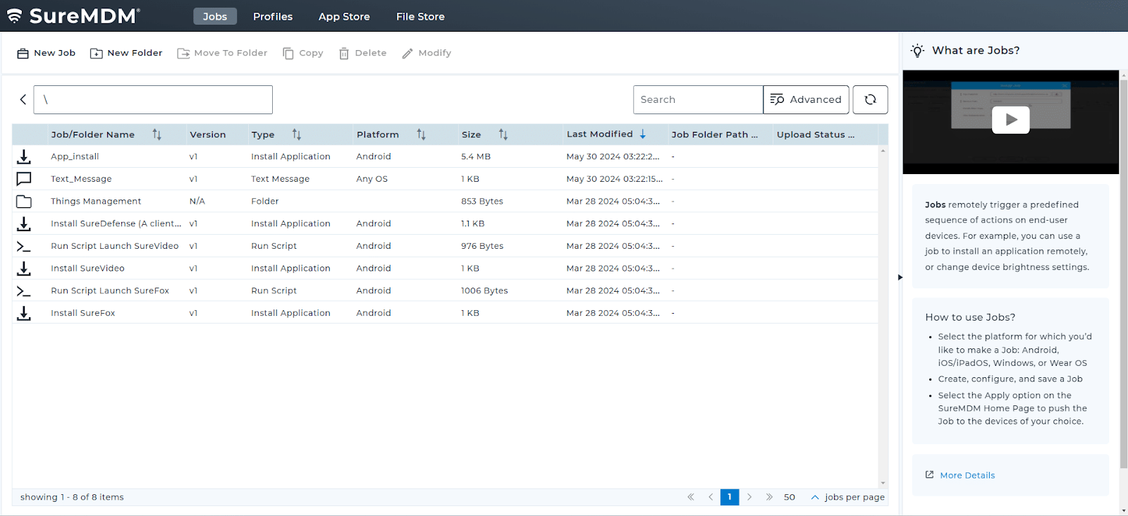 Global Jobs/Profiles Account on SureMDM Hub