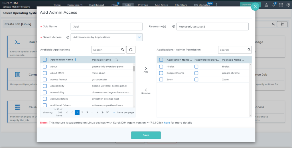 Admin access to applications using SureMDM Static jobs