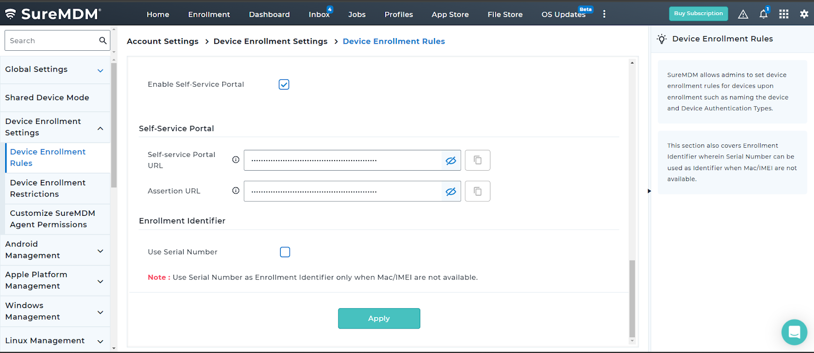 Self service portal in SureMDM