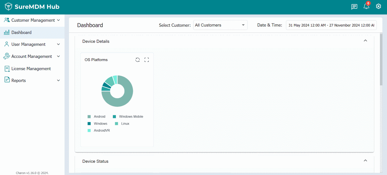 Dashboards in SureMDM Hub console