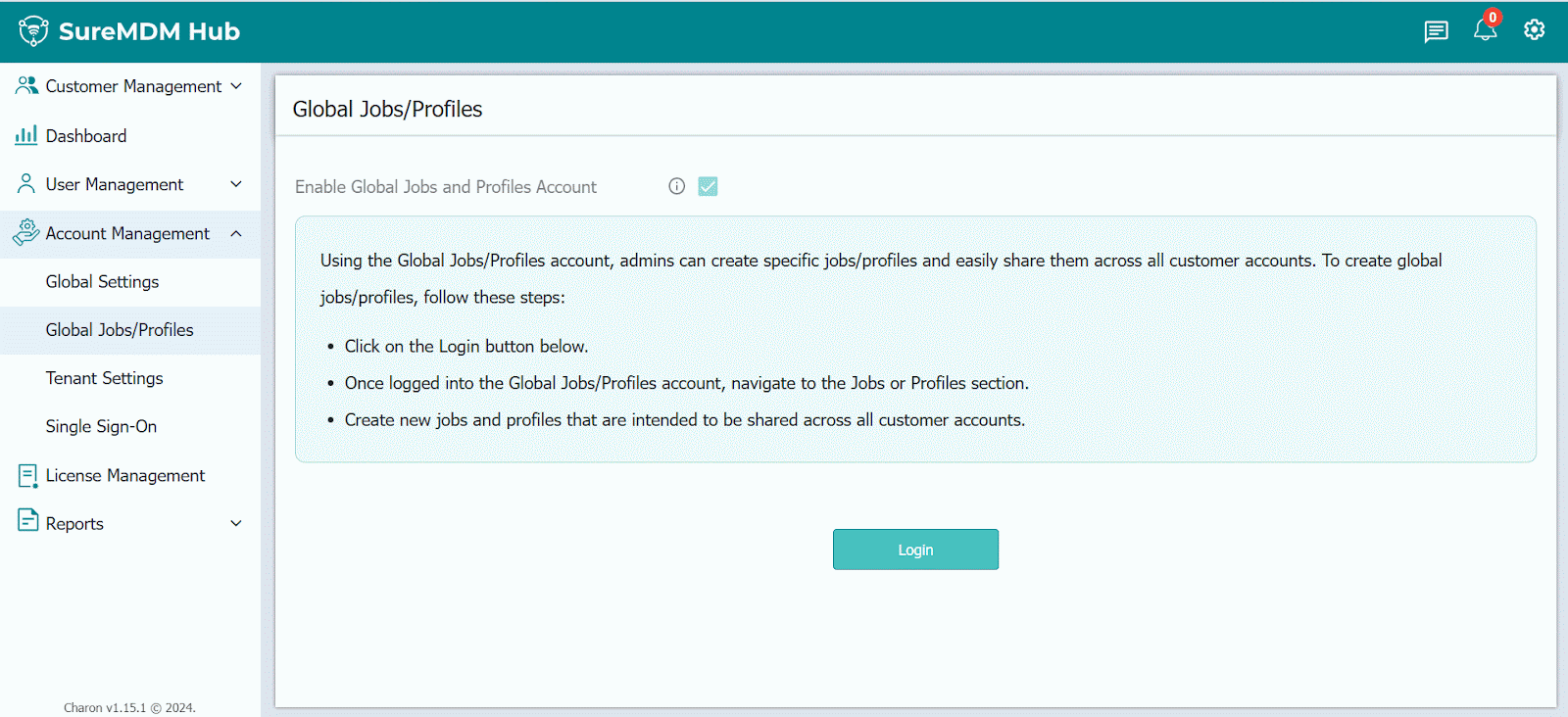 Global jobs profiles in SureMDM Hub console