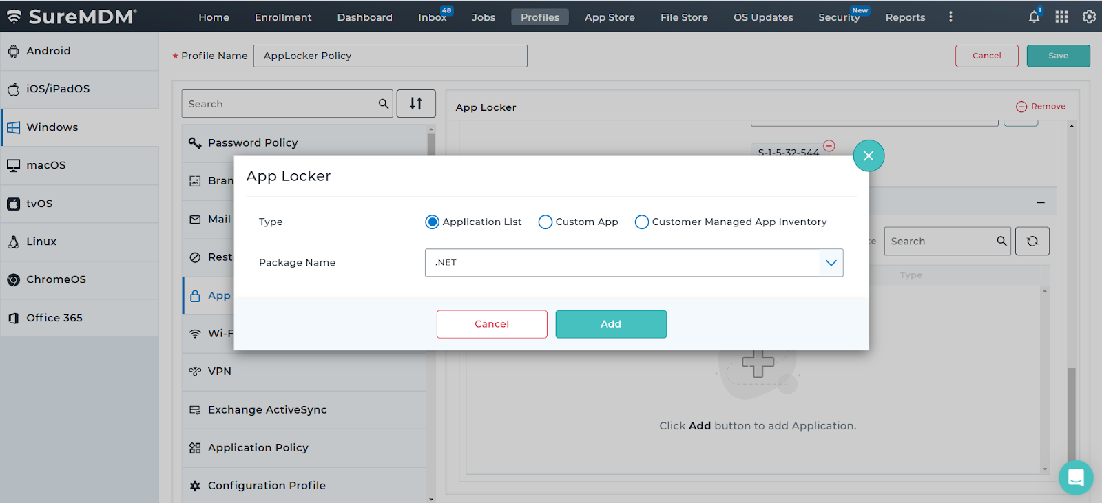 Selecting App types in Windows AppLocker Policy App select with app locker