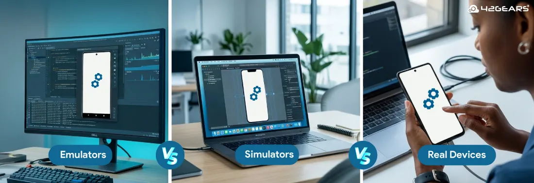 emulator vs simulator vs real device comparison