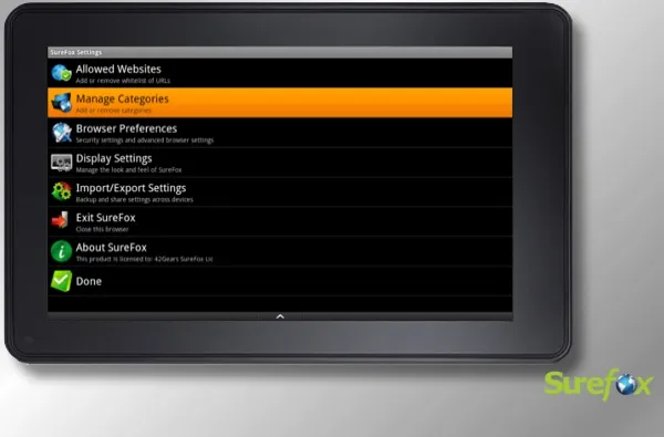 Manage Categories in SureFox Manage Categories in SureFox
