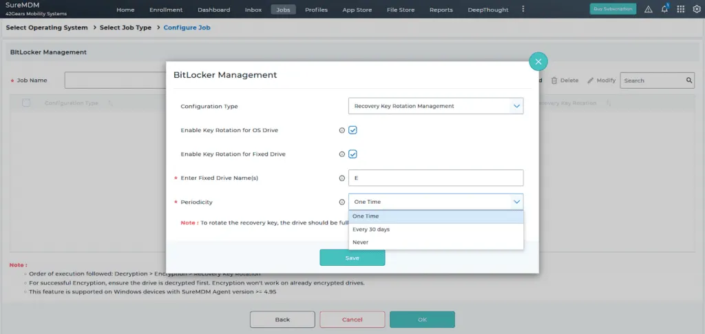 Configuring SureMDM Recovery Key Rotation Management
