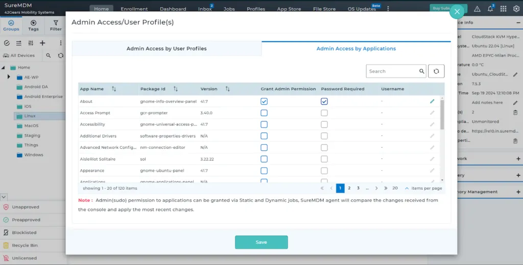 Admin access to applications using SureMDM Dynamic jobs