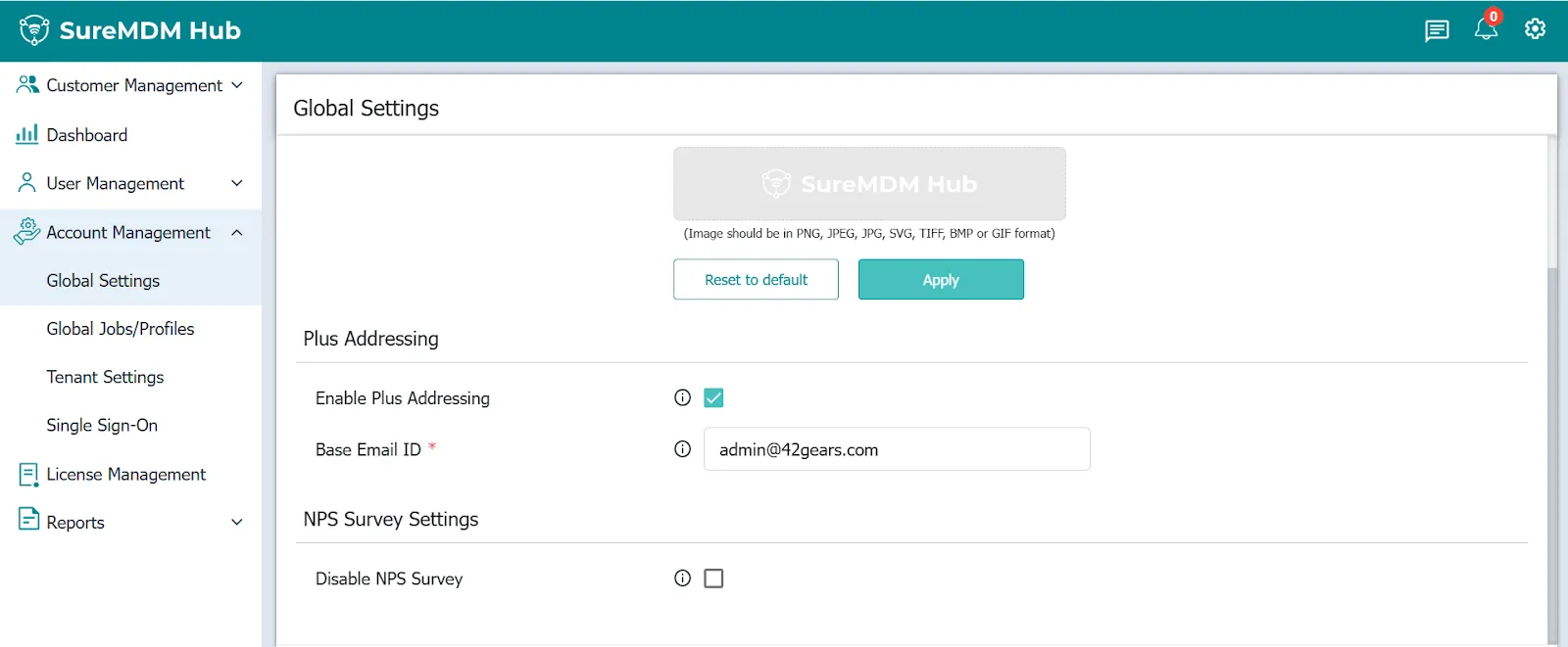Plus addressing SureMDM Hub console