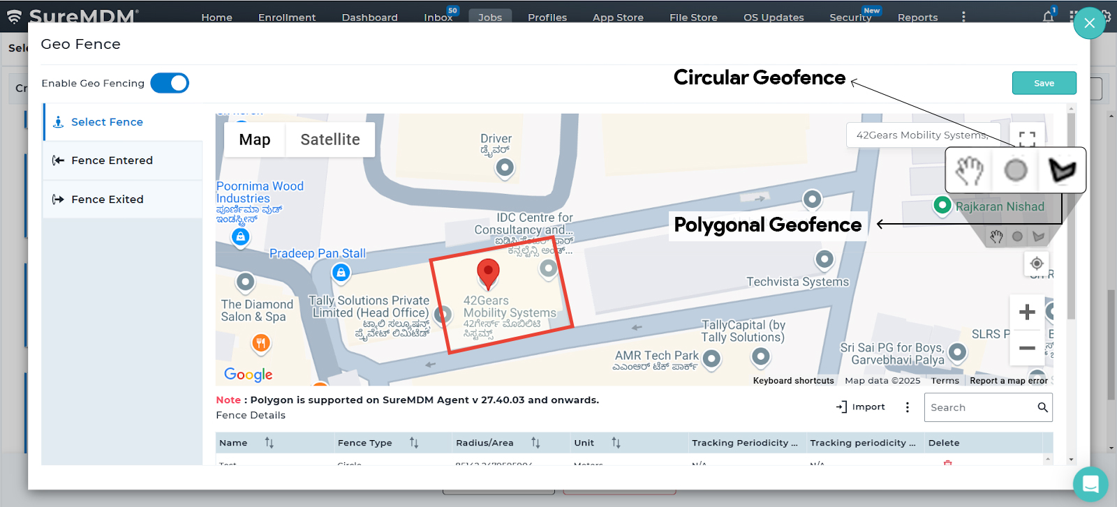 Setting up geofences in SureMDM Web Console