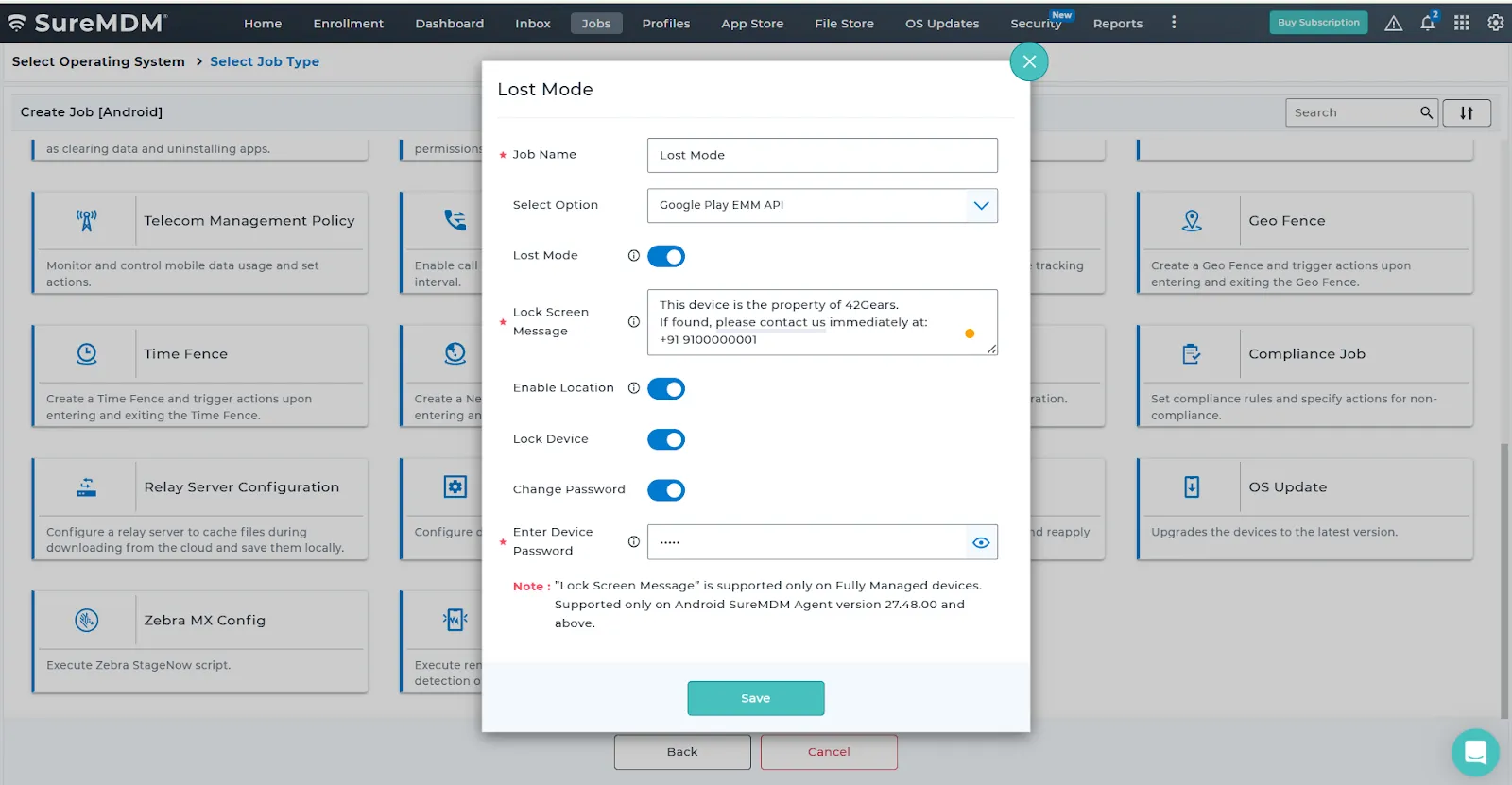 Lost Mode for Android devices_Google Play EMM API