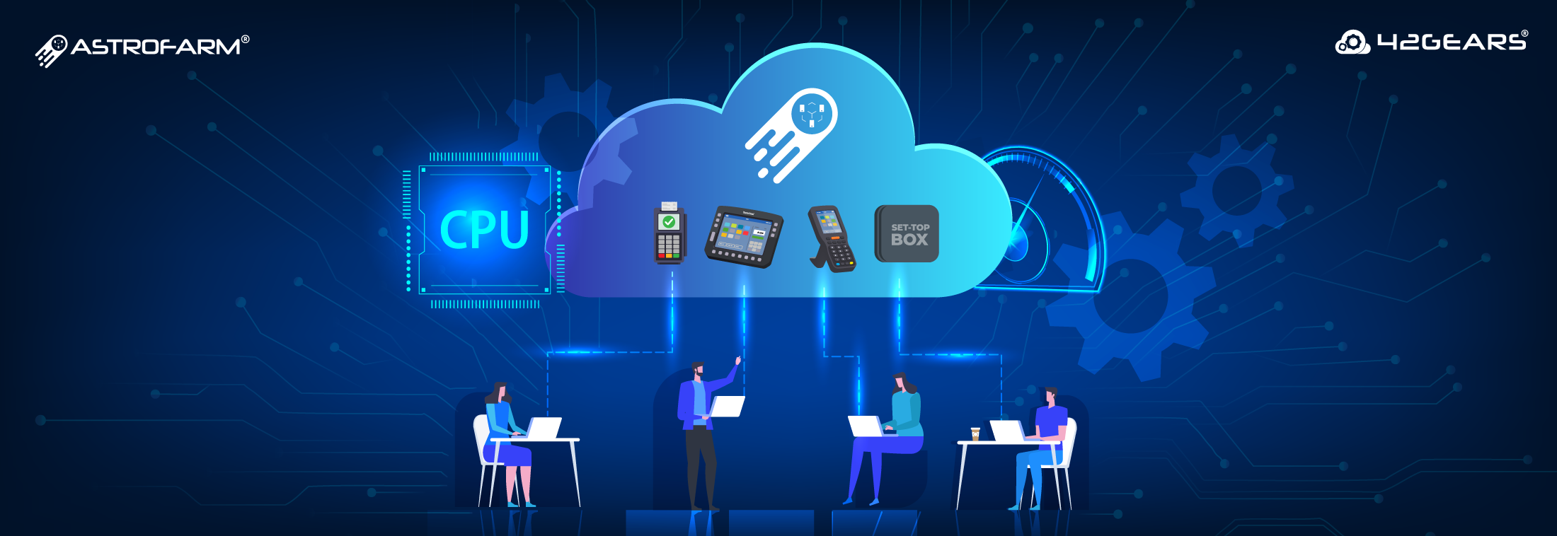 A system integrator using a laptop to remotely control and test various OEM and rugged devices through the AstroFarm private device farm platform.