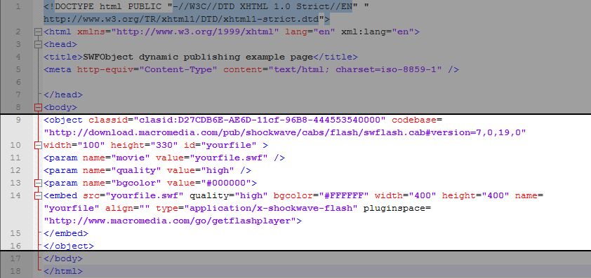 Embedding Flash in html page