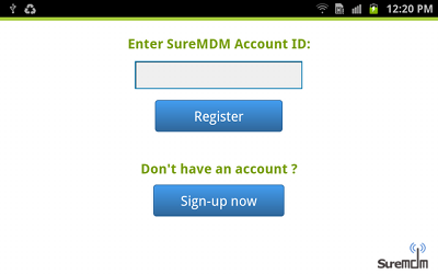 SureMDM Account ID screen