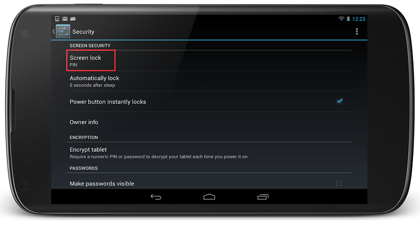 unlock pattern lock in android tablet