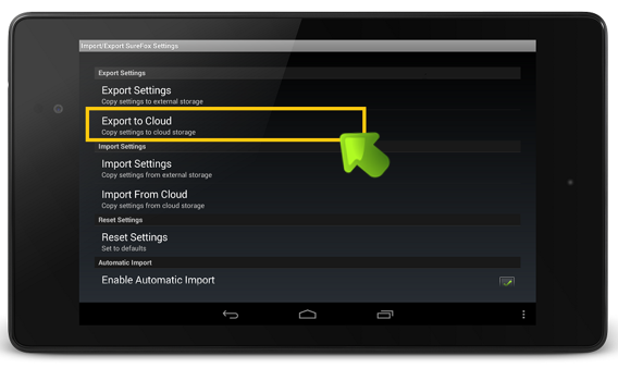 surefox_export_to_cloud_screenshot