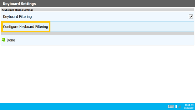 SureLock Configure Keyboard Settings