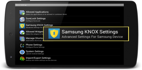 Samsung KNOX option