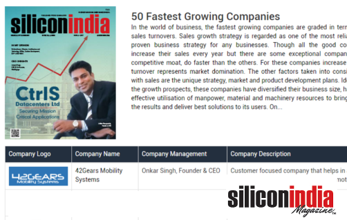 Silicon India - 50 Fastest Growing Company