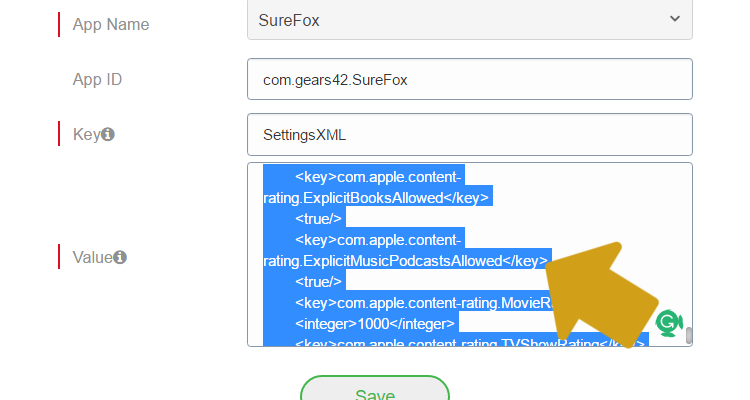install-surefox-xml-code