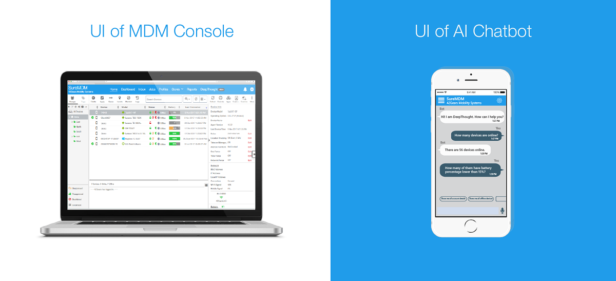 UI of MDM console and Chatbot