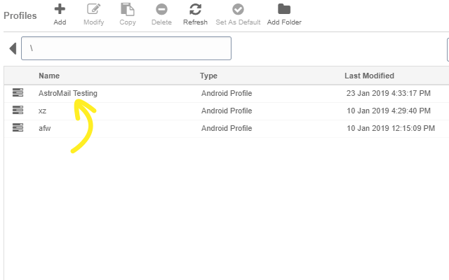 42Gears AstroMail - Testing profile