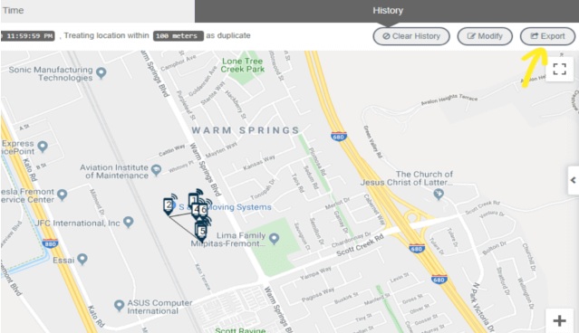 Export Location Tracking Data using SureMDM_export