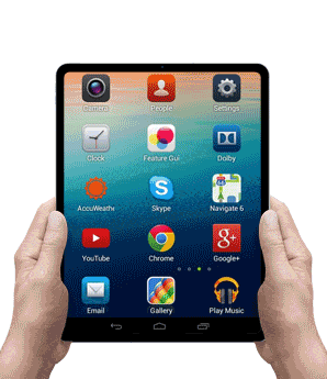 Android tablet in kiosk mode displaying business app Android device showing multi-app kiosk mode interface