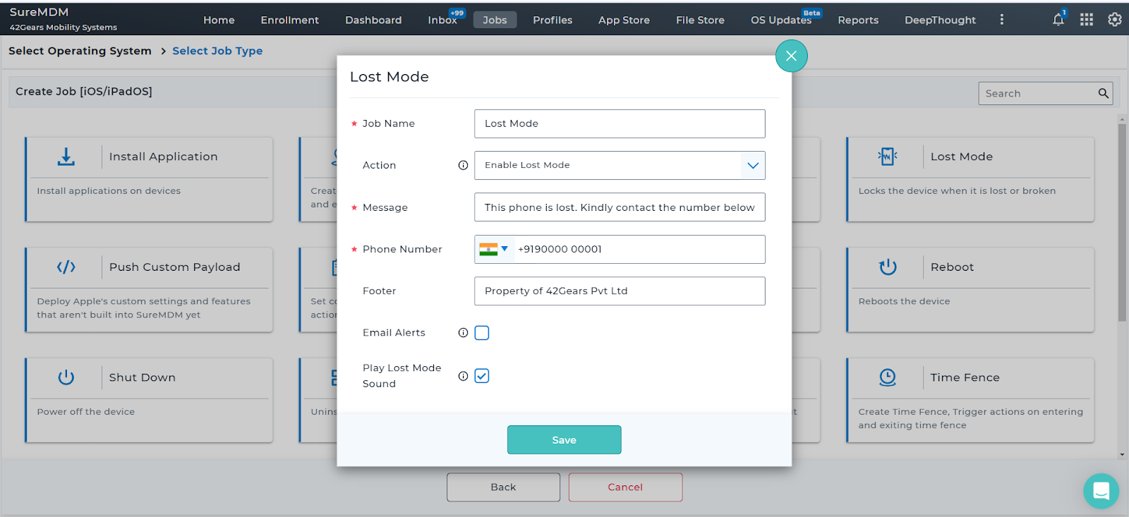 Enabling Lost Mode for iOS/iPadOS devices in SureMDM