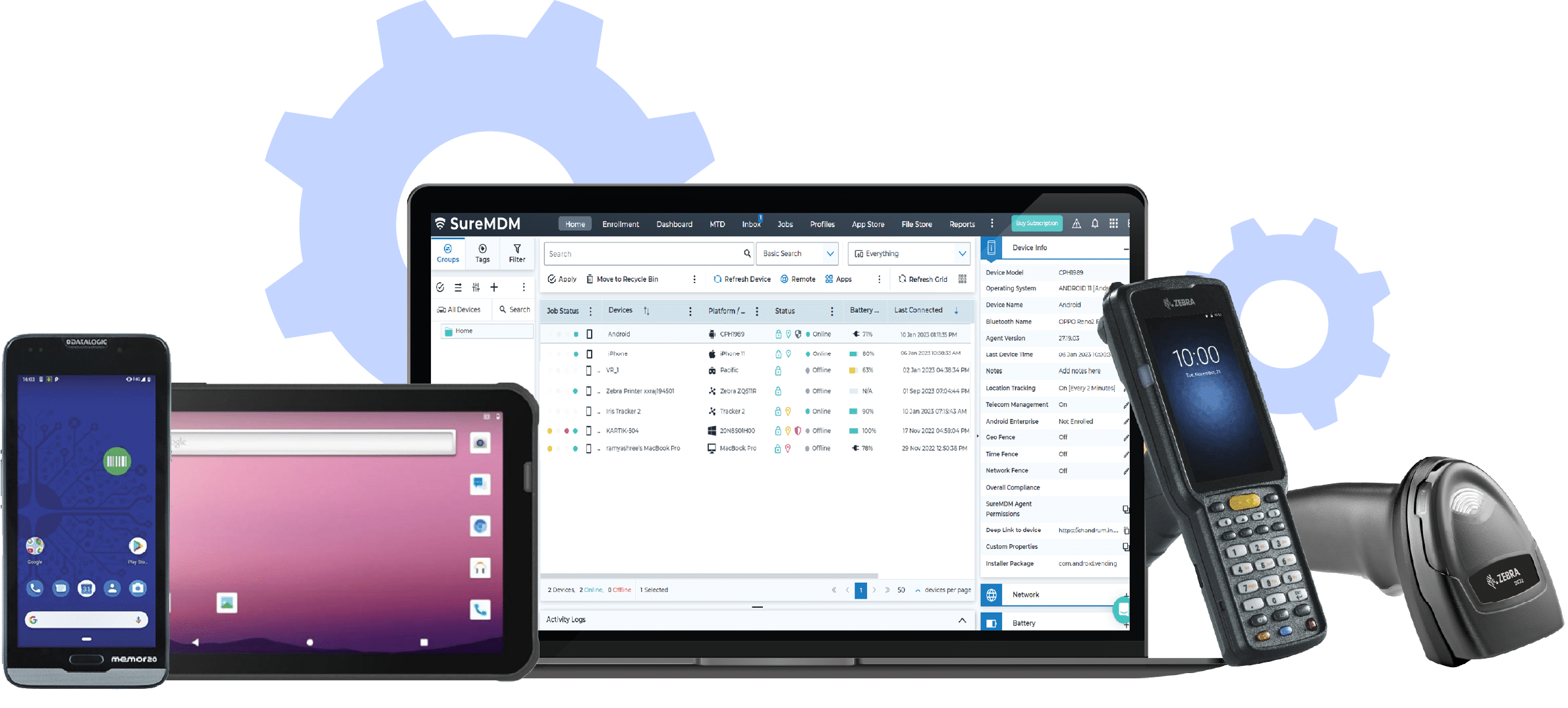 SureMDM managing Zebra, Datalogic, Honeywell, and other rugged devices