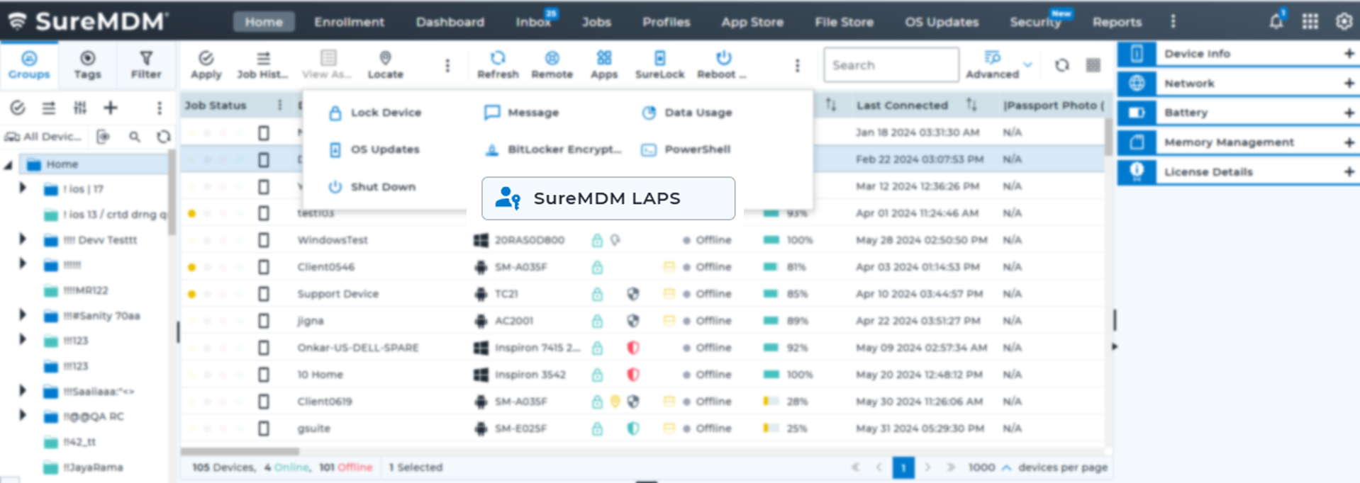 SureMDM LAPS-Dynamic Job