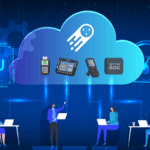 A system integrator using a laptop to remotely control and test various OEM and rugged devices through the AstroFarm private device farm platform.