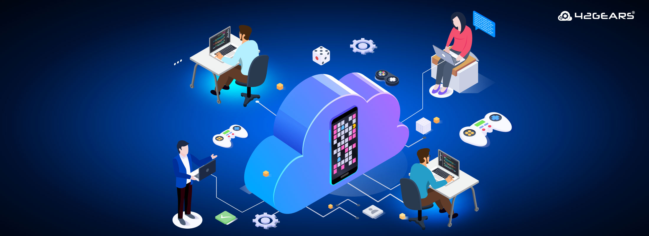 A game tester remotely monitoring CPU and memory usage of a mobile game on a smartphone through the AstroFarm private device farm dashboard.