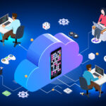 A game tester remotely monitoring CPU and memory usage of a mobile game on a smartphone through the AstroFarm private device farm dashboard.