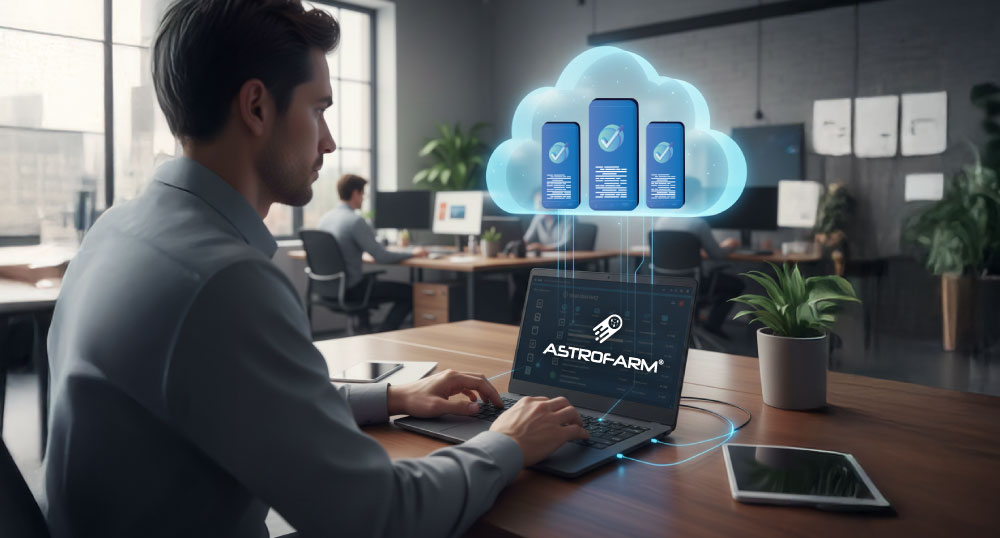 Developers and QA engineers accessing a private mobile device farm remotely for automation testing.