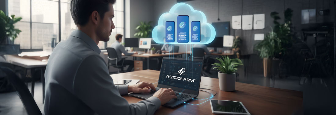 Developers and QA engineers accessing a private mobile device farm remotely for automation testing.