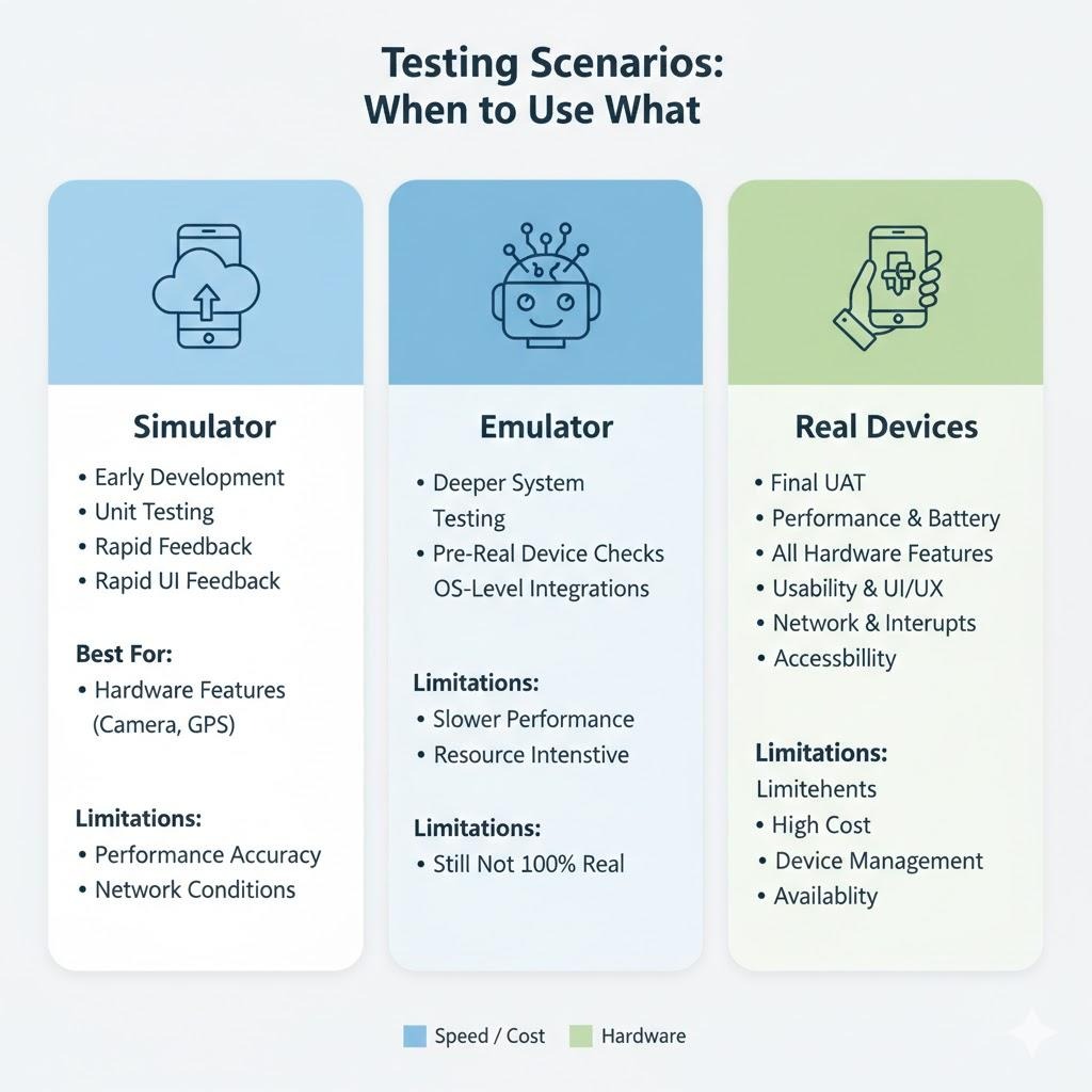 Infographic-comparing-simulator-emulator-and-real-devices-for-testing-scenarios