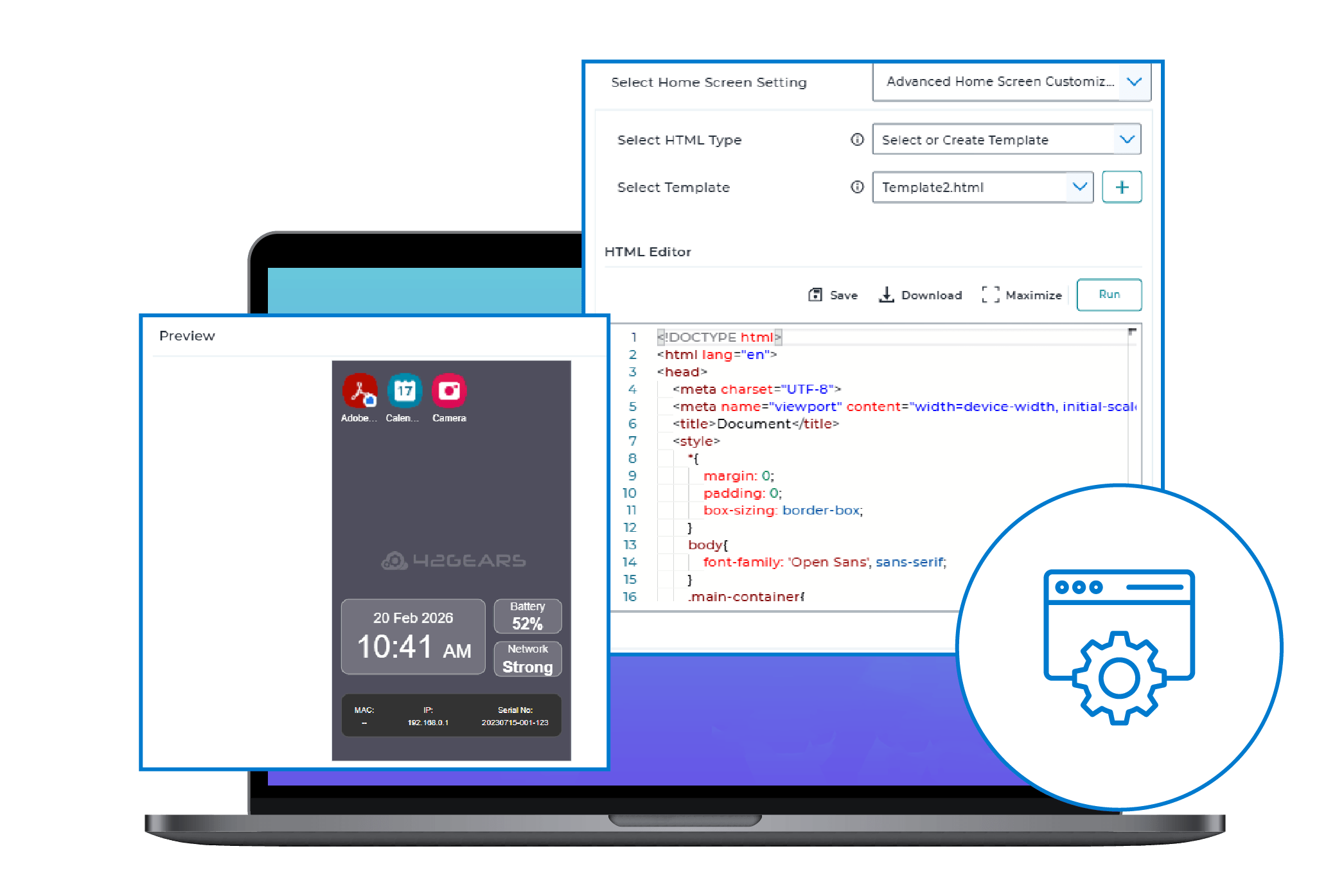 Design device home screen and preview UI before deployment using SureLock